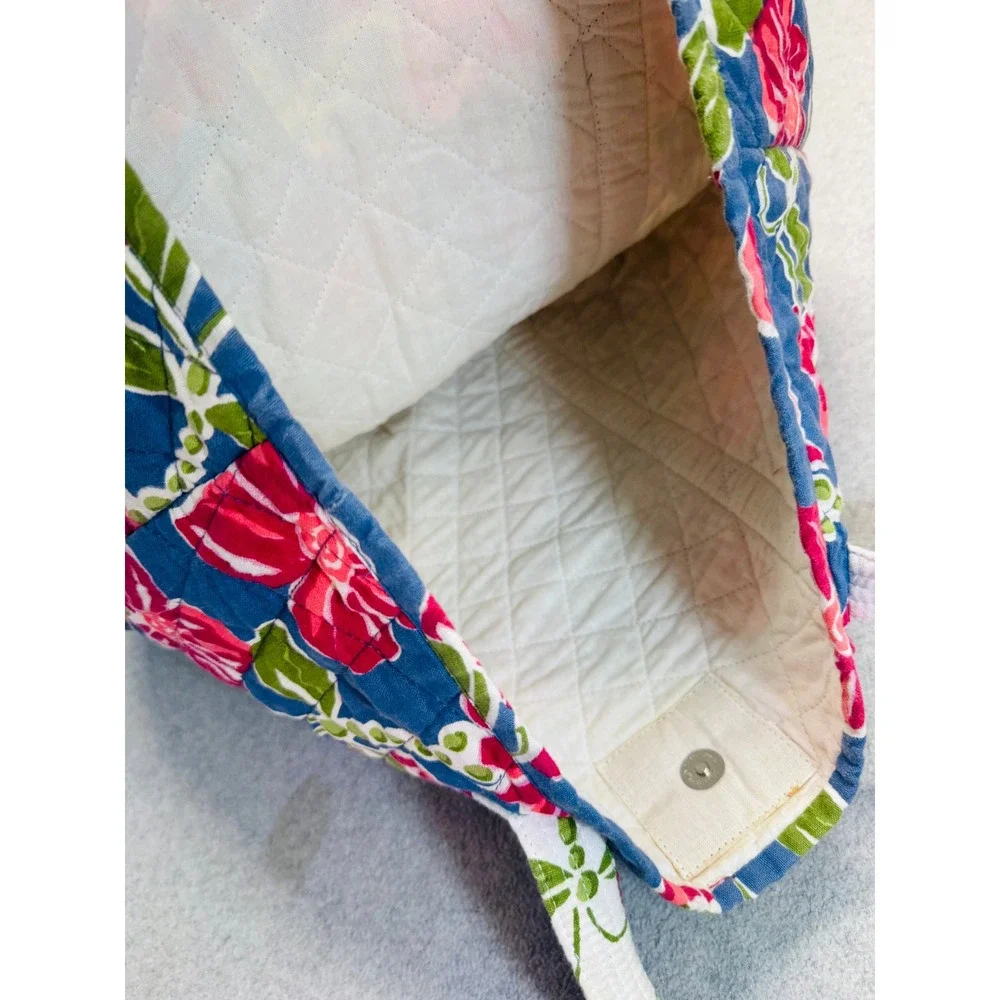 Gold Coast Quilted Tote Bag Women Large Blue Red Floral Print Boho Casual Cotton